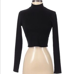 REVOLVE Privacy Please Mock Turtle Neck Cropped Long Sleeve Size S -Fits Like XS